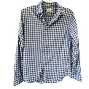 Faherty movement Shirt cotton Men medium blue gingham plaid button down stretch